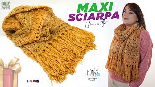 MAXI SCIARPA SUPER FACILE 🎁 EASY CROCHET SCARF 🌻momiscrochet crochet tutorial crochetscarf [upl. by Ellan]