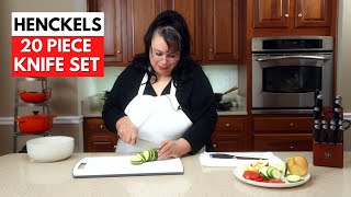 Henckels Elan 20 Piece Knife Set  Review amp Cut Test  Chefs Knife Santoku Prep amp Steak Knives [upl. by Tracie]