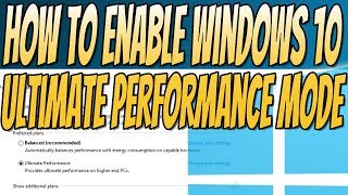 How To Enable Windows 10 Ultimate Performance Mode Easiest Tutorial [upl. by Bernelle]