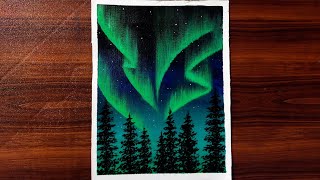 How to paint Northern lights  Simple acrylic painting for beginners  Aurora borealis [upl. by Devland]