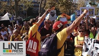 Manifestation de lassociation FUDA pour le droit des animaux  Paris  France 27 septembre 2014 [upl. by Einalam]