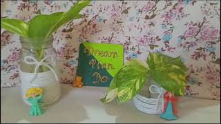 DIY Decorative Glass Bottles with Money Plant amp Cute Dolls 🌿🪴  Beautiful Home Decor for Kids [upl. by Adnyl]