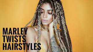 10 Easy Marley Twists Hairstyles [upl. by Yslek]