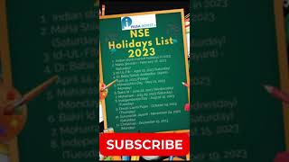 NSE Holiday List 2023 national holidays list festival ytshorts viral paisainvest finance [upl. by Rafa16]