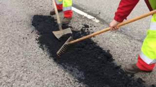 Application of Permanent Pothole Repair on busy French Road [upl. by Tehr926]