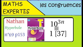 Terminale Maths ExpertesArithmétique et congruenceExercice 69 p 153 Nathan Hyperbole 610k [upl. by Gatian924]