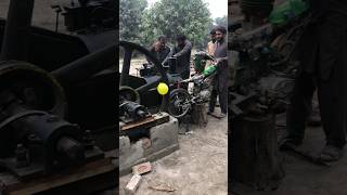 Old 35 horsepower engine starting with bike help shorts newexpriment virlvideo [upl. by Seavey]