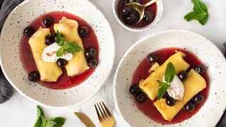 Classic Cheese Blintz With Cherries Recipe [upl. by Sunday]