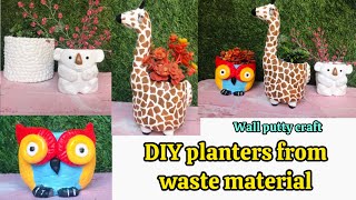 DIY planters using waste bottles  wallputty craft diyplanters [upl. by Lekkim51]