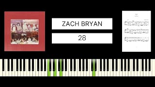 Zach Bryan  28 BEST PIANO TUTORIAL amp COVER [upl. by Buffum]