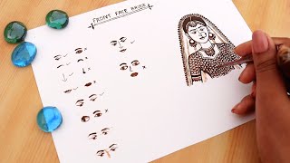 How to draw front face bride with all proportion  Mehndi design me dulhan kaise banaye [upl. by Damalis584]