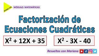 Cómo FACTORIZAR una FUNCIÓN CUADRÁTICA sin usar la RESOLVENTE o BHASKARA 📌xˆ212x35 📌xˆ23x40 [upl. by Ruel]