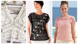 Gorgeous and stylish hand Knitting crochet BlousesParty wear crochet shirts design ideas 2023 [upl. by Coopersmith]