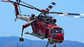 Sikorsky S64F Sky Crane Helicopter Firefighting in lAquila  Vigili del Fuoco ITALY [upl. by Ahsein]