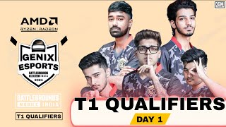 HINDI Battleground Mobile India  T1 Qualifiers  DAY 1  Genix Esports GAMINGPROOCEAN [upl. by Bitthia793]