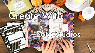 Creative Spreads with Soto Studios🥰  Scrapbook Supplies Junk Journaling  Halloween Spread  ASMR [upl. by Leizar303]