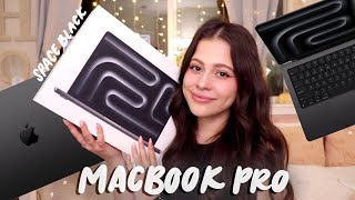 MacBook Pro UNBOXING and setup space black m3 pro chip 💻🖤 [upl. by Nodrog]