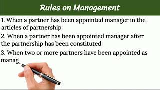 Partnership Rules on Management [upl. by Asusej]