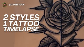 2 Styles 1 Tattoo Timelapse [upl. by Salguod]