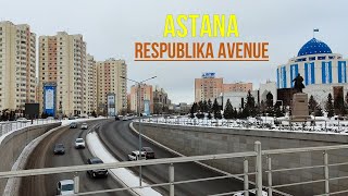 Strolling in Astana 🇰🇿 March 2024 Respublika Avenue [upl. by Lyj]