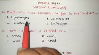 ANATOMY AND PHYSIOLOGY  MCQS  RRB PHARMACIST EXAM  ESIC  GPAT  NIPER  DI [upl. by Nnylear750]