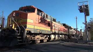 BNSF 4999 Leads EB Mixed Freight with BNSF Warbonnet Trailing Olathe KS 11924 [upl. by Anolahs589]