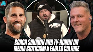 Coach Sirianni amp Coach Tyrianni Talk Media Criticism amp Historic Performance In Eagles 82 Start [upl. by Ahsenom845]