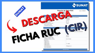 🔵Cómo DESCARGAR LA FICHA RUC CIR SUNAT 2021 [upl. by Naed223]