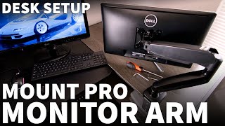 Mount Pro Monitor Mount  How to Setup and Install a VESA Adjustable Monitor Arm for Standing Desk [upl. by Eliezer]