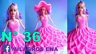 Manualidades Milagros Ena N° 36 Vestido de princesa tejido a crochet para muñecas paso a paso [upl. by Cecilio]