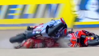 SCARY Pecco Bagnaia vs Alex Marquez Crashed in AragonGP Race MotoGP Aragon  Marc Marquez Win [upl. by Mandler]