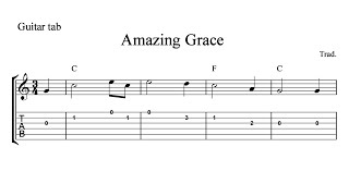 Easy guitar tabs  Amazing Grace  Capotasto Music [upl. by Galatia74]