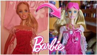 Restoring my first Barbie doll Pink World Pajama doll 💤 [upl. by Inalej]