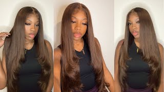 Chocolate Brown Feathered Layer Frontal Wig Step By Step Install Alipearl Hair [upl. by Assirahc756]