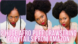 2 HUGE Afro Puff Drawstring Ponytails From Amazon [upl. by Onaicnop]