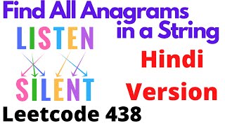 Find All Anagrams in a String  leetcode 438  Hindi [upl. by Llenyt]