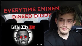 Eminem tried to warn us Everytime Eminem dissed Diddy  REACTION [upl. by Llenod]