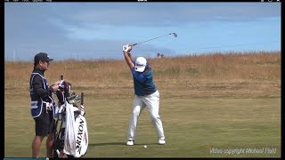 Hideki Matsuyama golf swing Short Iron faceon view ASI Scottish Open July 2018 [upl. by Casey]