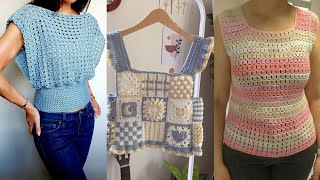 Nuevo diseño atractivo de camisa blusa tejida a crochet para mujer [upl. by Enayr]