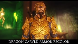 TES V  Skyrim Mods Dragon Carved Armor Recolor  Regal Gold and Blue [upl. by Zanas]