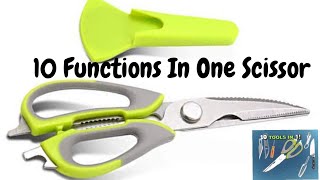 Kitchen Scissor 10 Functions in  1 Tool  Mighty Shears 2 Piece Set  Stainless Steel Blades [upl. by Ycrem410]