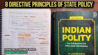 Directive Principles of State Policy Handwritten Notes 8 Indian Polity → M Laxmikanth 8 [upl. by Ynoffit]