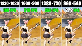 Fortnite 1920×1080 vs 1600×900 vs 1280×720 vs 960×540 Benchmark Fps Fortnite [upl. by Eimoan]