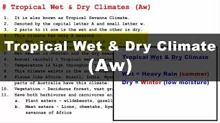 Koppen Scheme  Tropical Wet amp Dry Climate Aw  UPSC IAS Geography [upl. by Yecnay]