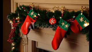 Cozy Christmas Living Room with Decorated Trees amp Warm Lights  Stock Footage [upl. by Akineg]