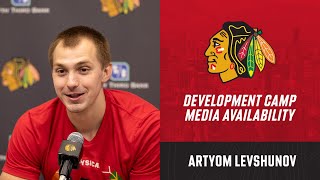 Artyom Levshunov at Development Camp  Chicago Blackhawks [upl. by Aivatnwahs]