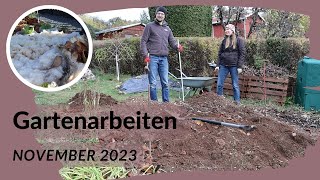 Gartenarbeiten im November  Schafwolle Terrassieren amp Stauden schneiden [upl. by Arlene824]