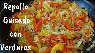 Repollo Guisado con Cebolla y PimientosColReceta Deliciosa y Saludable verduras repolloguisado [upl. by Kcirdor]