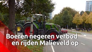 Protesterende boeren steken weg over met trekker en rijden toch het Malieveld op [upl. by Alage]