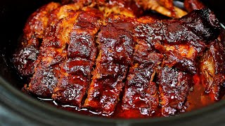 Super Easy Slow Cooker Ribs  Fall Off The Bone BBQ Ribs Recipe [upl. by Issie456]